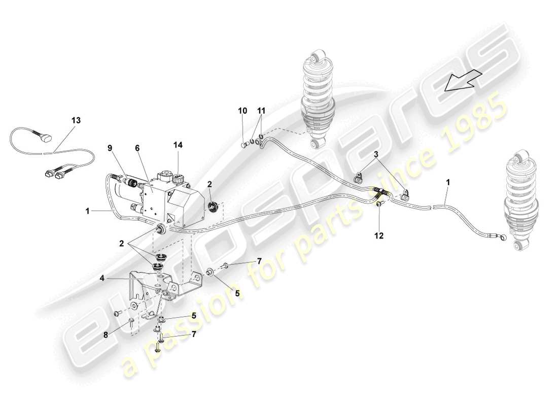 lamborghini lp550-2 spyder (2010) système hydraulique et récipient de fluide avec connect. pièces diagramme des pièces