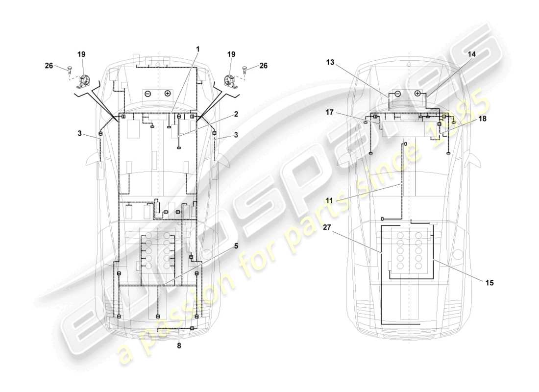 lamborghini lp560-4 spider (2011) tâtiers de câblage schéma des pièces