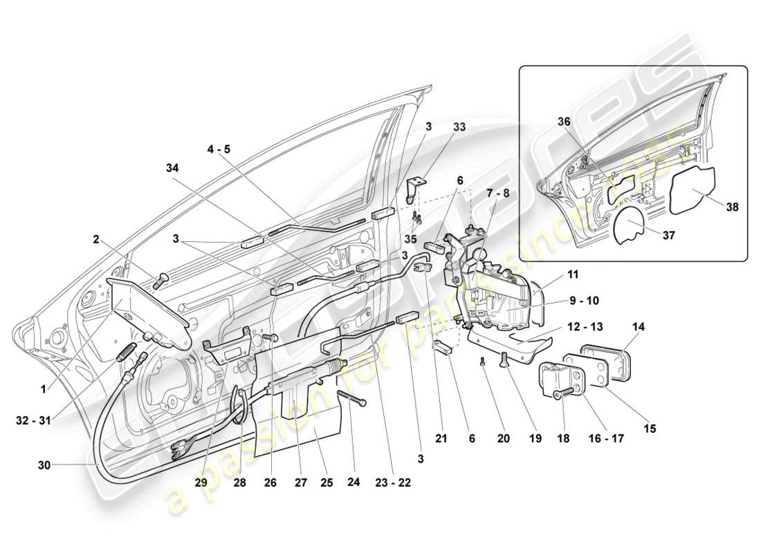 lamborghini reventon roadster serrure de porte schéma des pièces