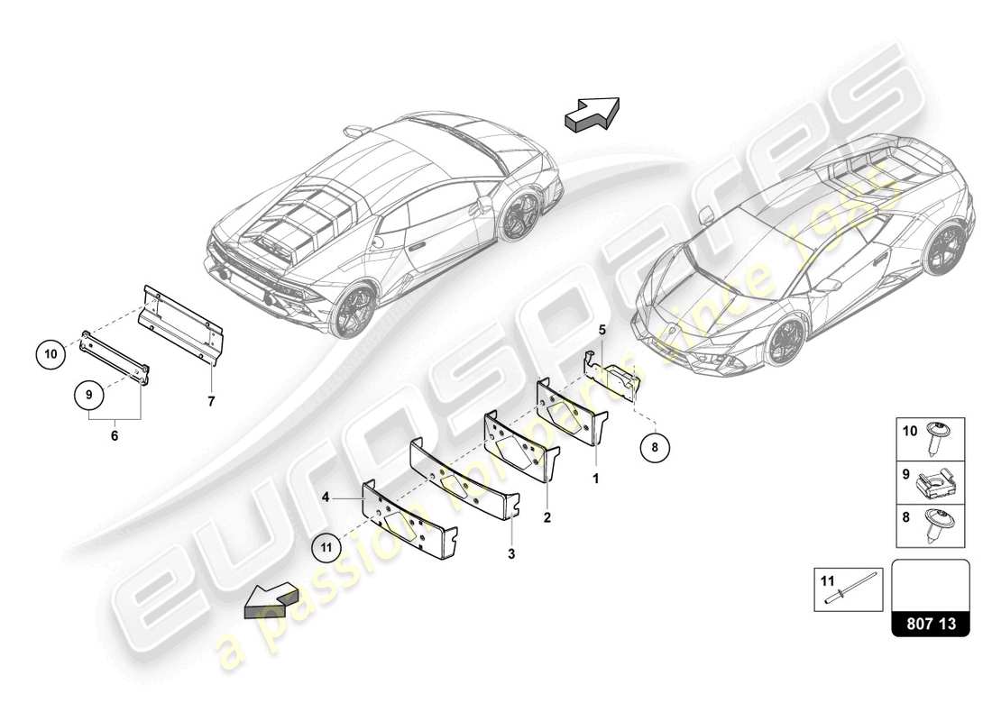 lamborghini evo coupe (2022) support de plaque d'immatriculation