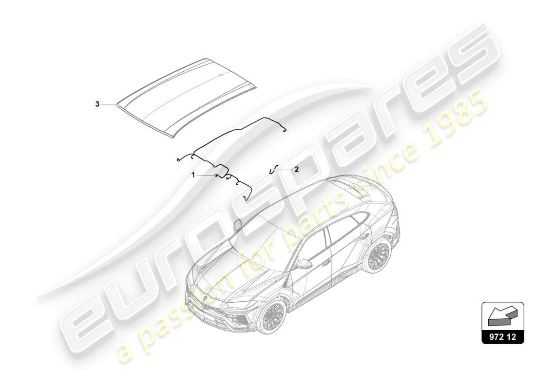 lamborghini urus (2021) faisceau de câblage du toit schéma des pièces