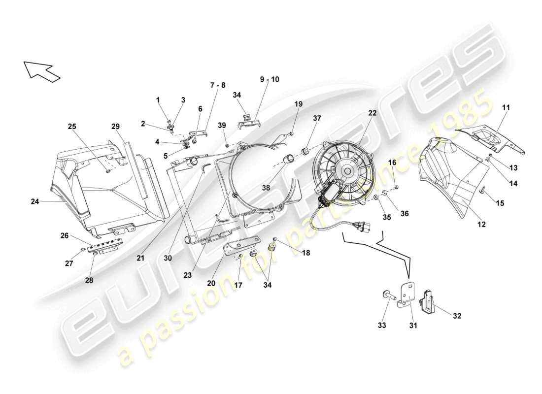 lamborghini lp560-4 spider (2012) refroidisseur pour liquide de refroidissement schéma des pièces
