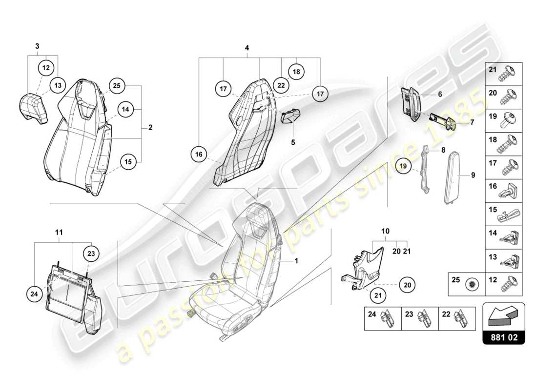 lamborghini evo coupe 2wd (2021) schéma des pièces du dossier