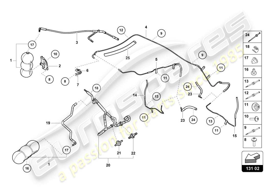 lamborghini tecnica (2023) schéma des pièces du système de vide