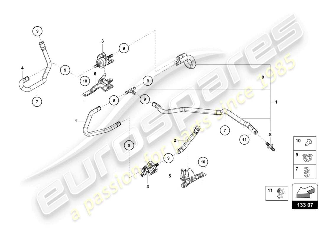 lamborghini evo spyder 2wd (2022) système de vide schéma des pièces