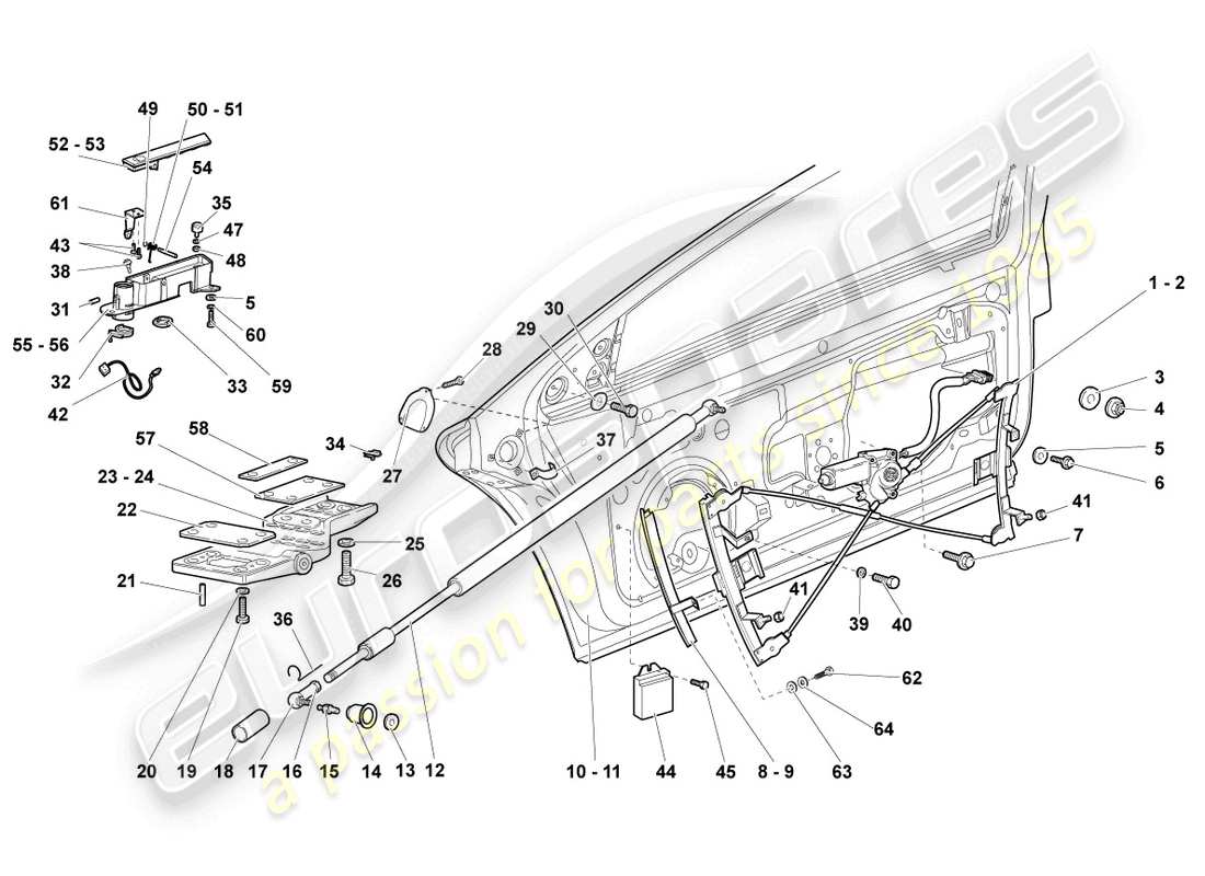 lamborghini reventon roadster régulateur de fenêtre schéma des pièces