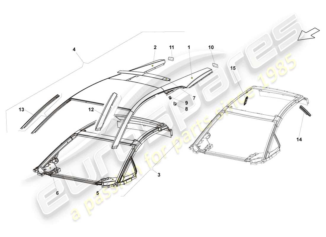 lamborghini blancpain sts (2013) toit schéma des pièces