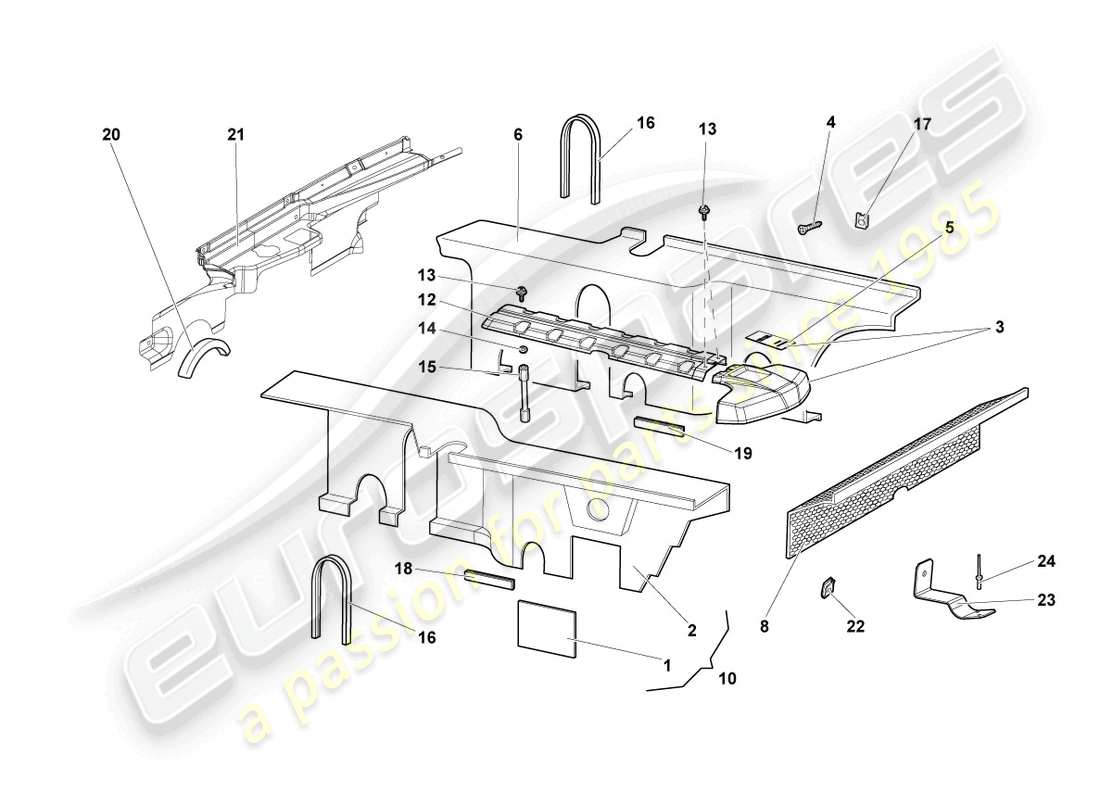 lamborghini reventon roadster absorbeurs acoustiques schéma des pièces