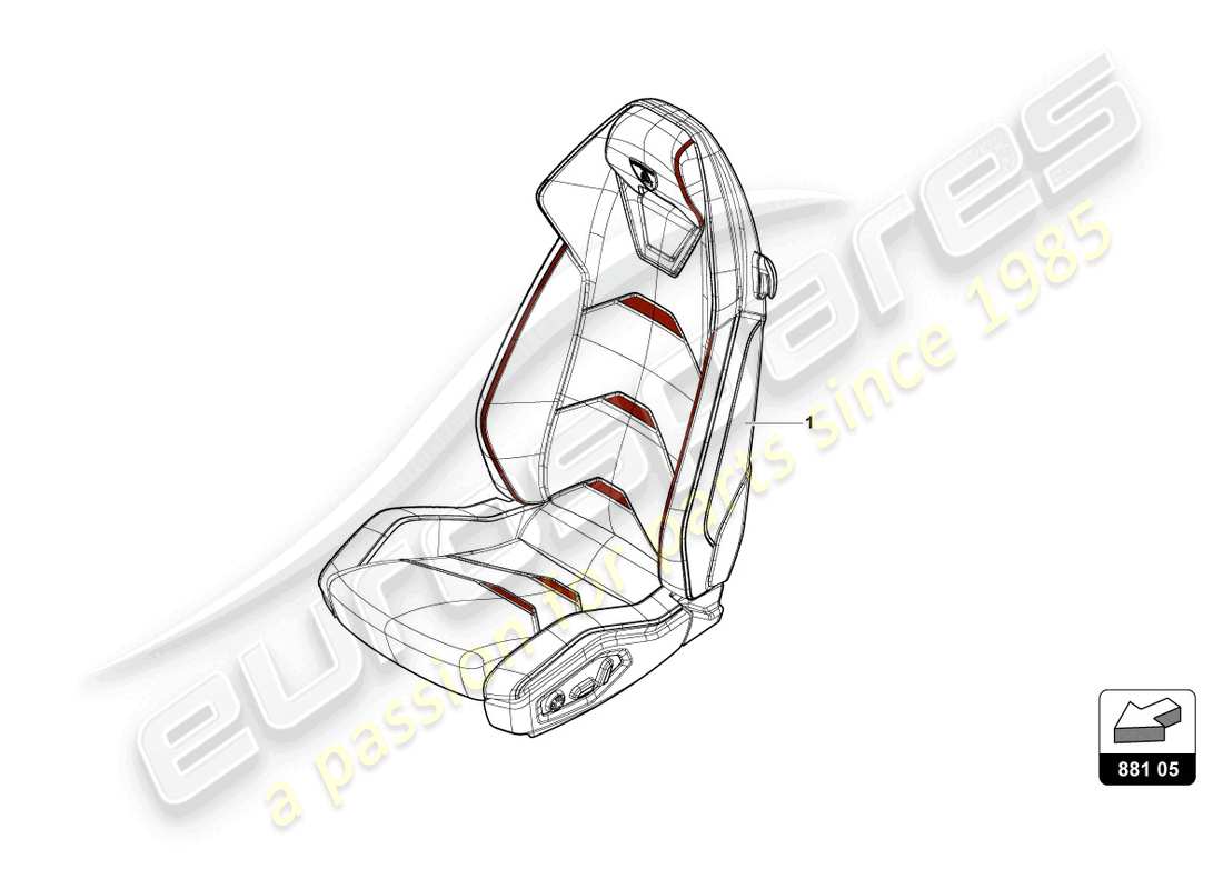 lamborghini evo coupe 2wd (2023) seat 'evo trim' schéma des pièces