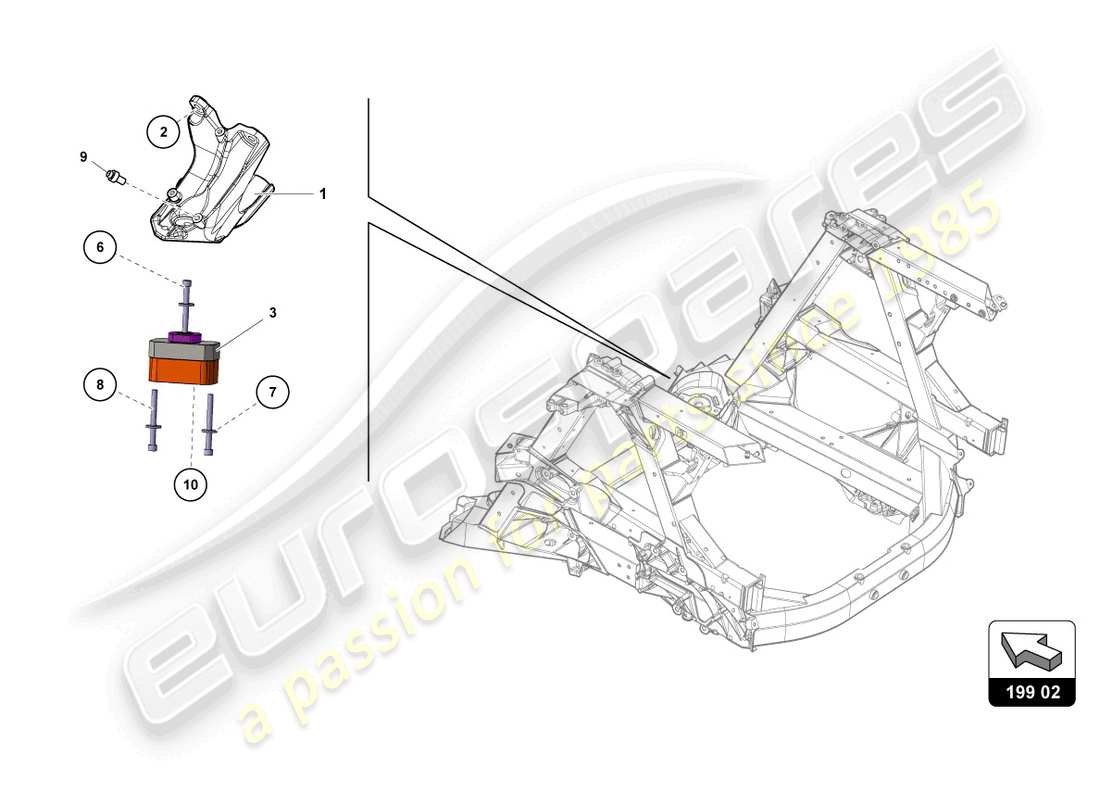 lamborghini super trofeo evo 2 (2022) pièces de sécurisation pour moteur schéma des pièces