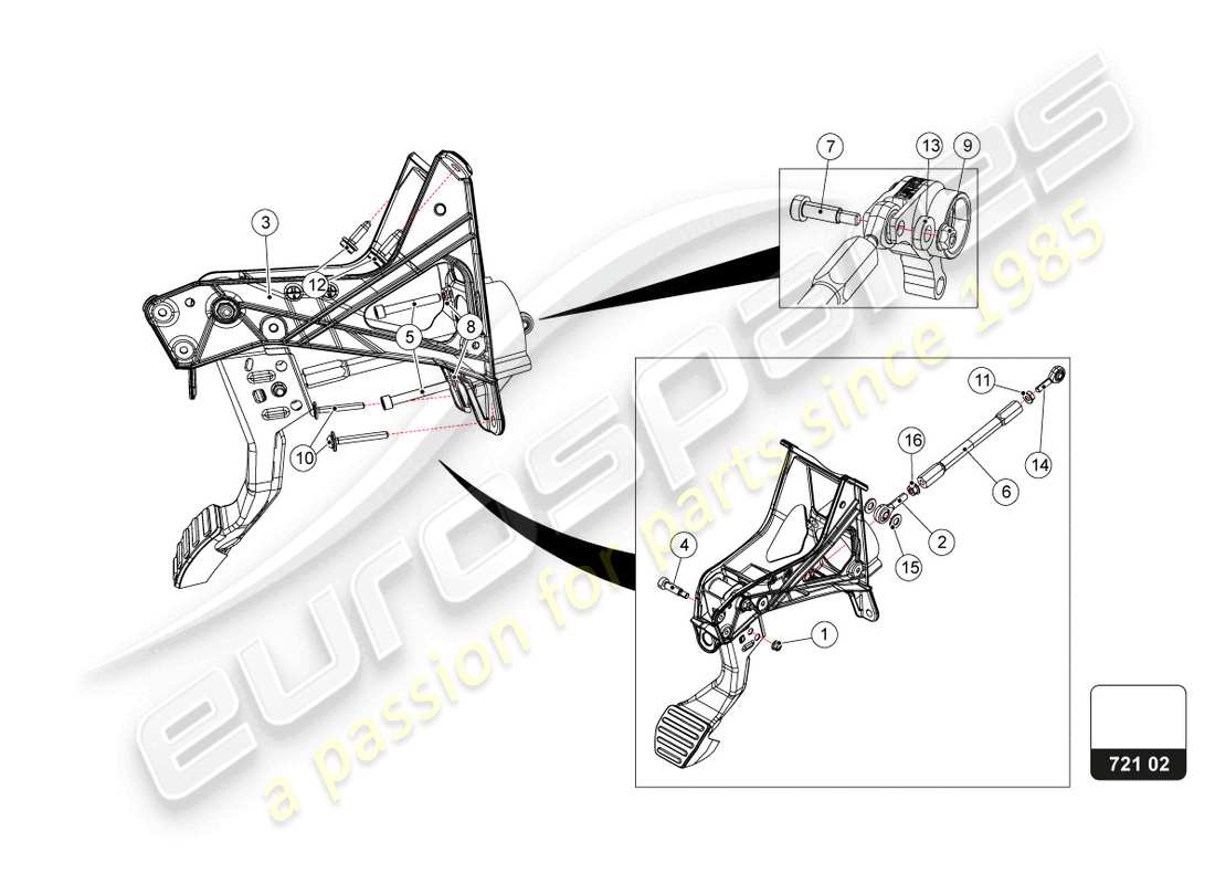 lamborghini super trofeo evo 2 (2022) schéma des pièces du module de frein