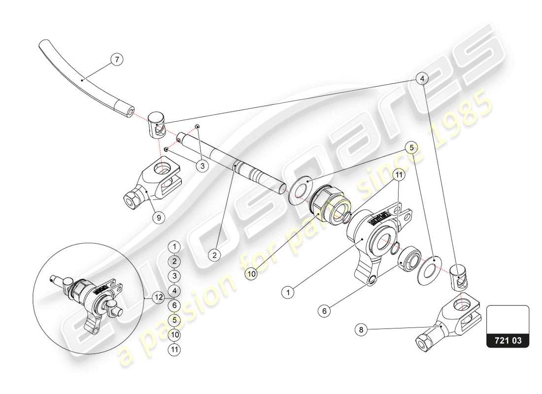 lamborghini super trofeo evo 2 (2022) assemblage de la boîte à pédales schéma des pièces