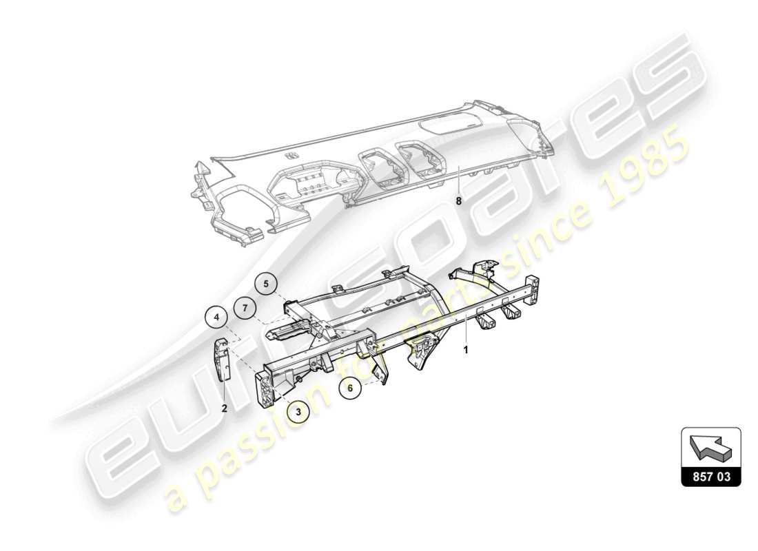 lamborghini super trofeo evo 2 (2022) diagramme des pièces du tableau de bord