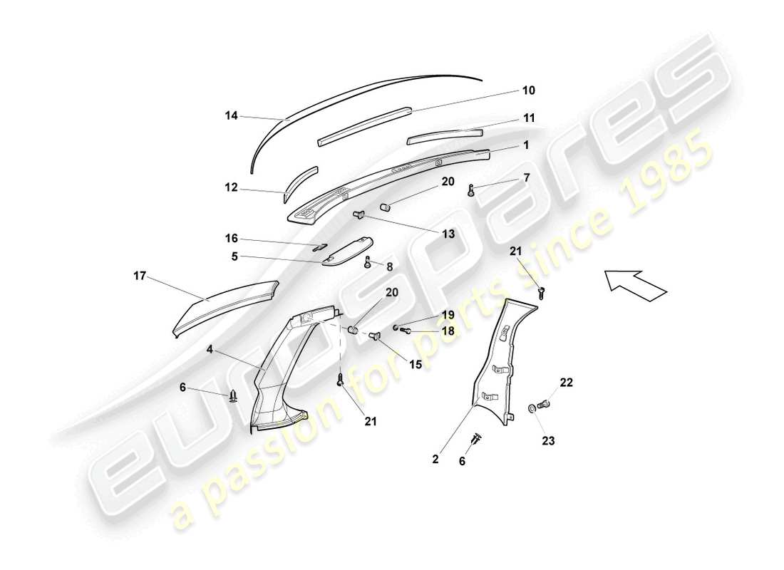 lamborghini reventon roadster absorbeurs acoustiques schéma des pièces