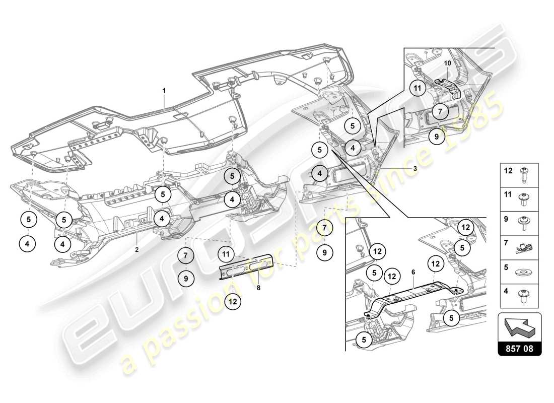 lamborghini lp770-4 svj roadster (2022) schéma des pièces du tableau de bord