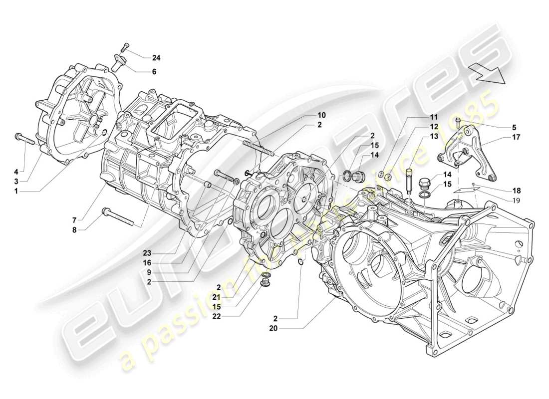lamborghini lp570-4 sl (2014) carter d'engrenage schéma des pièces