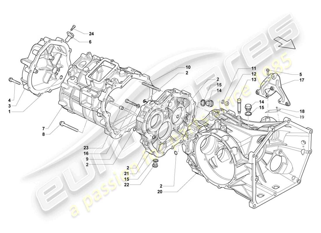 lamborghini lp570-4 sl (2014) boîtier d'engrenages schéma des pièces