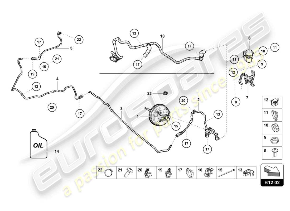 lamborghini evo coupe 2wd (2021) système hydraulique pour servo de frein schéma des pièces