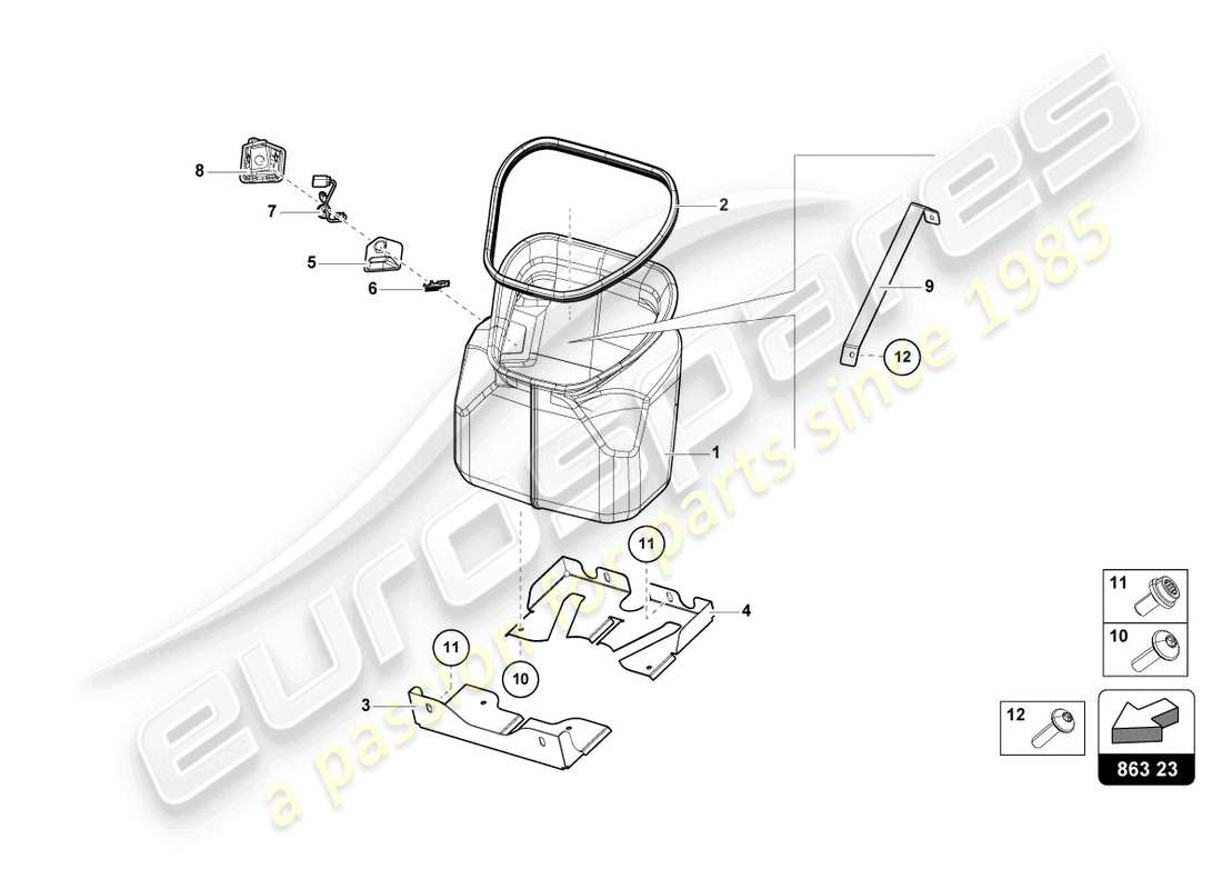 lamborghini countach lpi 800-4 (2022) garniture de coffre à bagages schéma des pièces