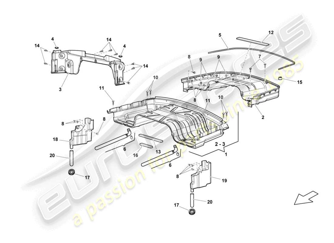 lamborghini lp550-2 spyder (2014) coffre de rangement supérieur convertible schéma des pièces