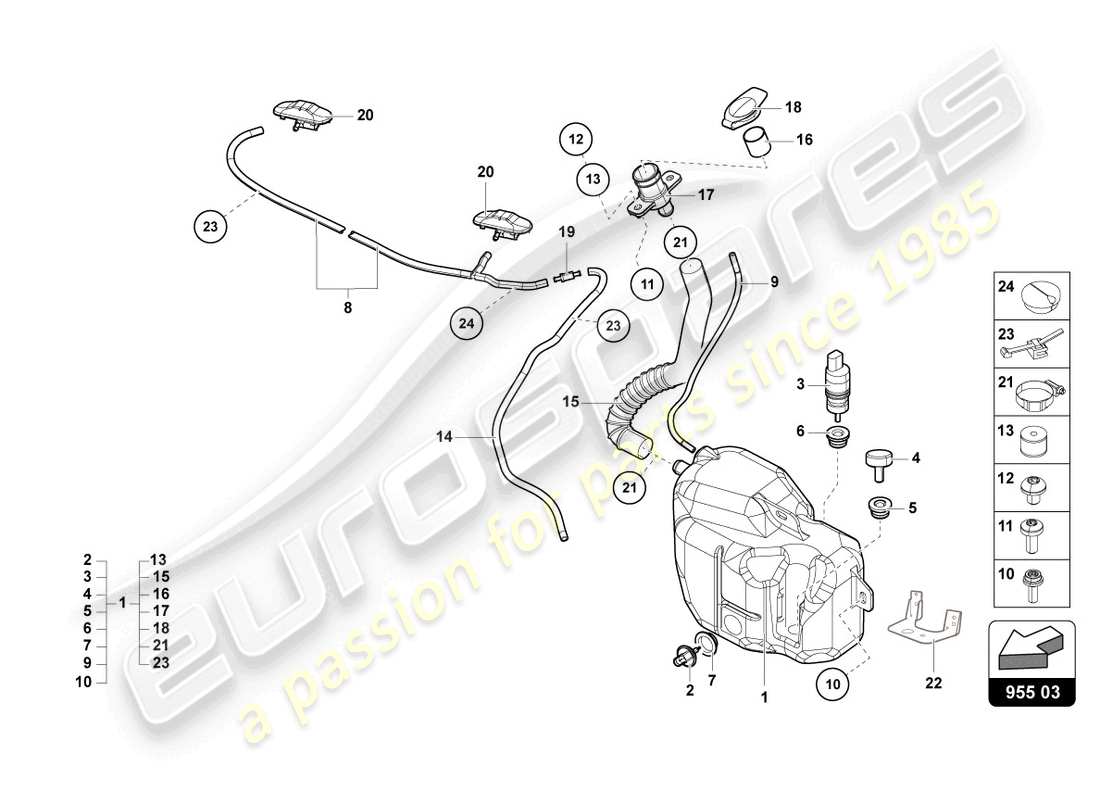 lamborghini countach lpi 800-4 (2022) système de rondelle -glace pare-brise schéma des pièces