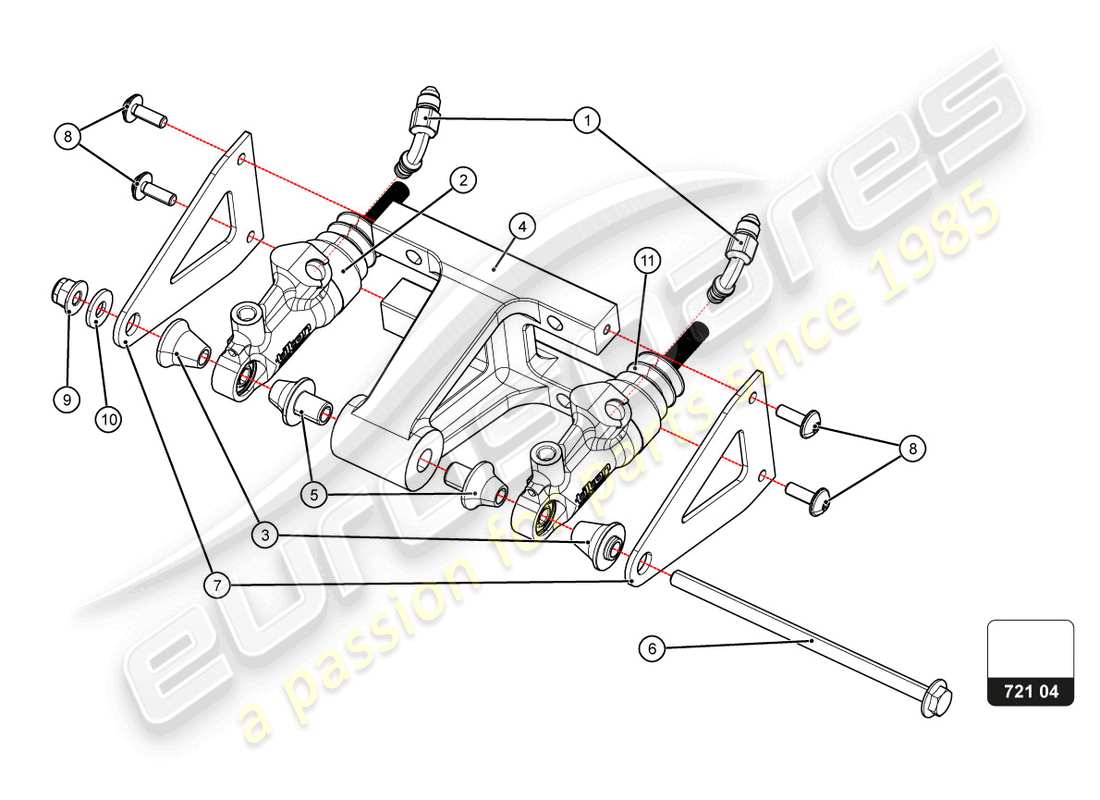 lamborghini super trofeo evo 2 (2022) assemblage de la boîte à pédales schéma des pièces