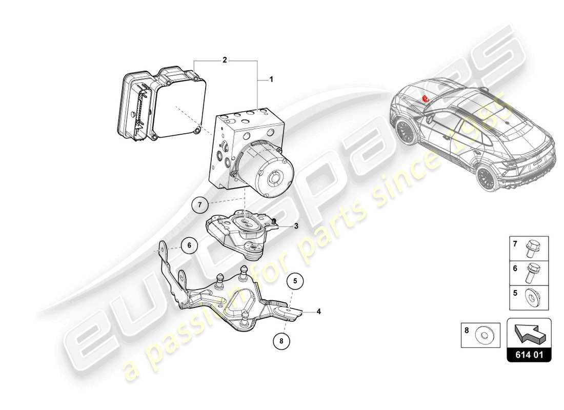 lamborghini urus s (2024) unité abs avec unité de commande schéma des pièces