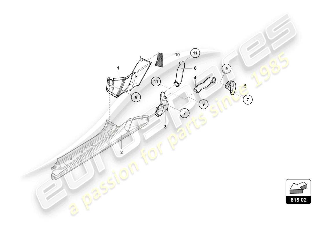 lamborghini super trofeo (2016) convogliatori aria posteriori diagramme des pièces