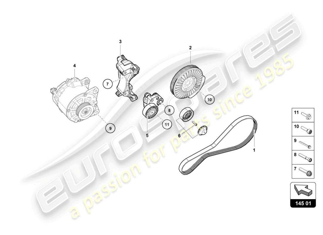 lamborghini evo coupe 2wd (2023) pièces individuelles pour 3-phase alternateur schéma des pièces