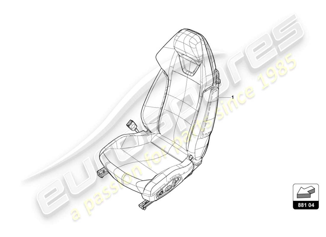lamborghini evo spyder (2021) siège 'garniture standard' schéma des pièces