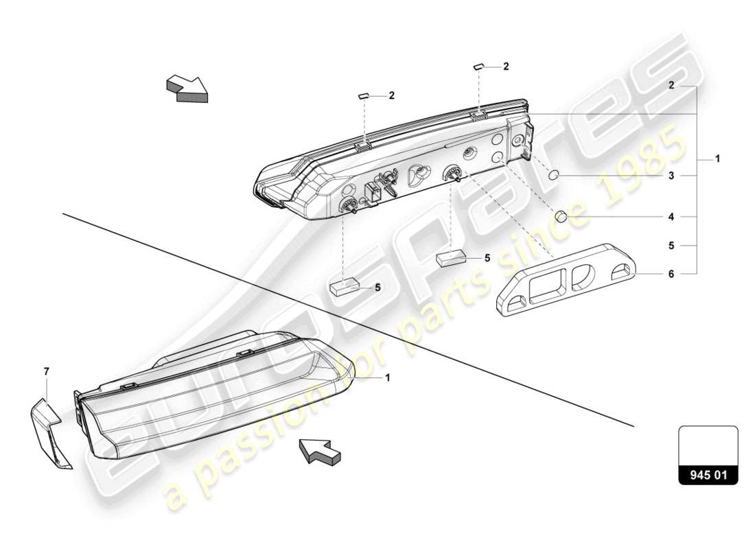 lamborghini urus s (2023) phare supplémentaire arrière schéma des pièces