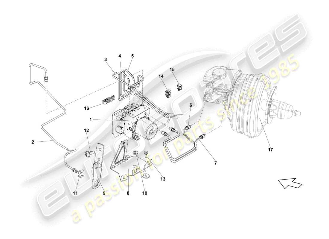 lamborghini lp550-2 coupe (2013) schéma des pièces de l'unité abs