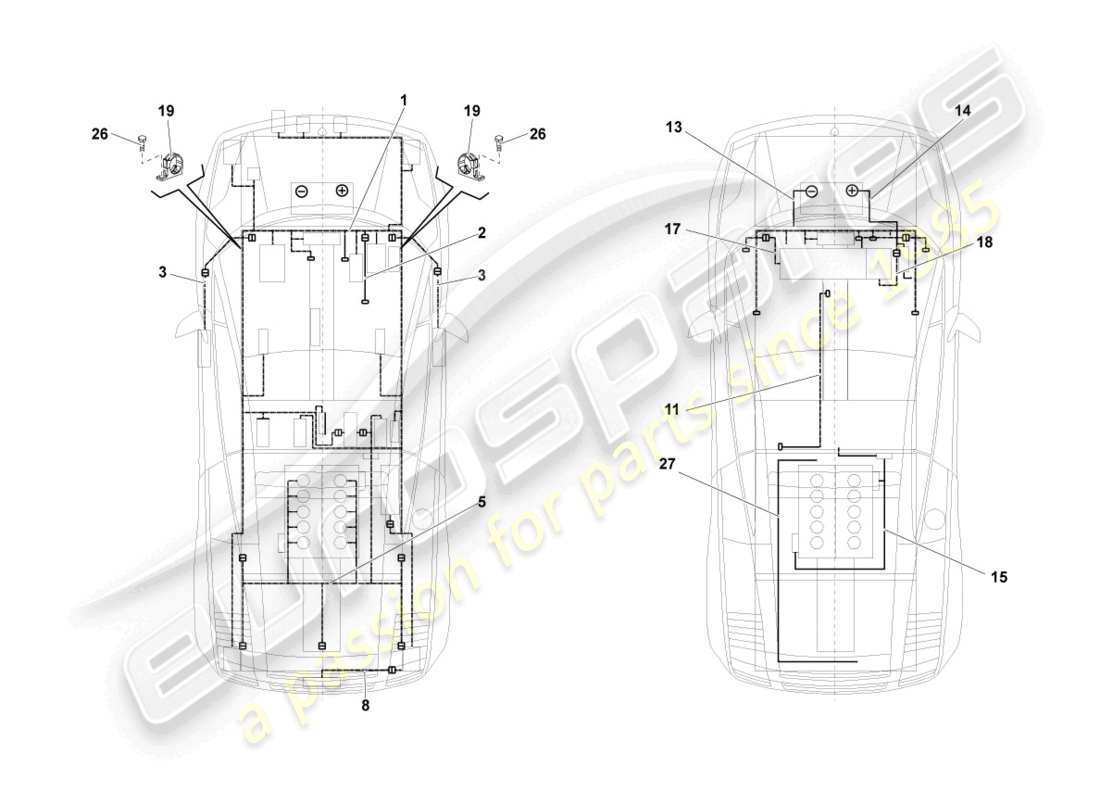 lamborghini lp570-4 spyder performante (2011) schéma des pièces des métiers à câblage