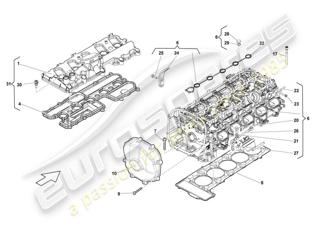 lamborghini blancpain sts (2013) cylindres de culasse complets 6-10 schéma des pièces