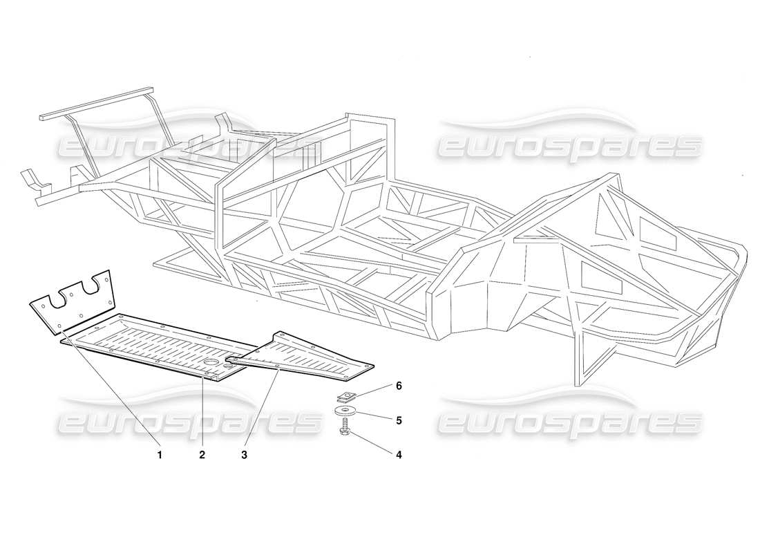 lamborghini diablo (1991) éléments du cadre (valable pour la version suisse - octobre 1991) diagramme des pièces