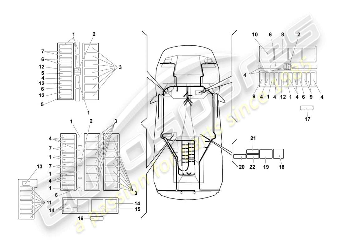 lamborghini lp640 roadster (2007) électricité centrale schéma des pièces