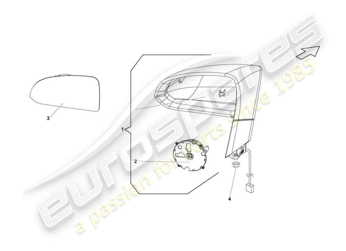 lamborghini gallardo coupe (2008) miroir extérieur schéma des pièces