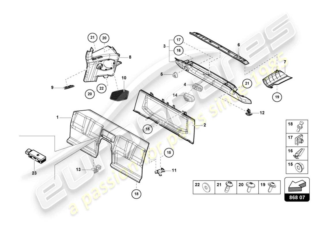 lamborghini evo coupe (2022) décor intérieur schéma des pièces