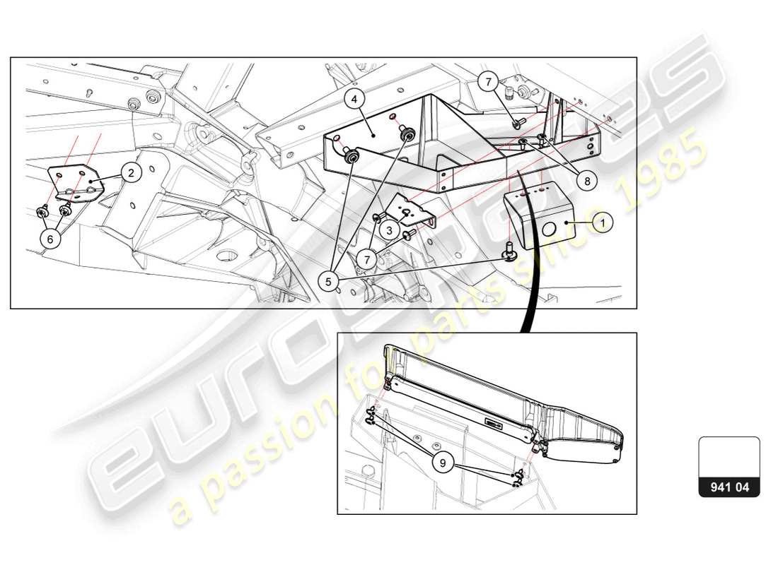 lamborghini super trofeo evo 2 (2022) schéma des pièces des feux arrière