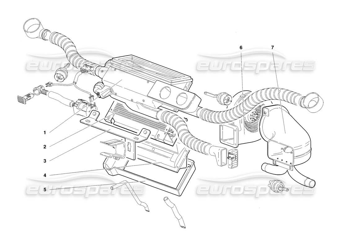 lamborghini diablo sv (1998) climate control (valid for gb - november 1998) part diagram