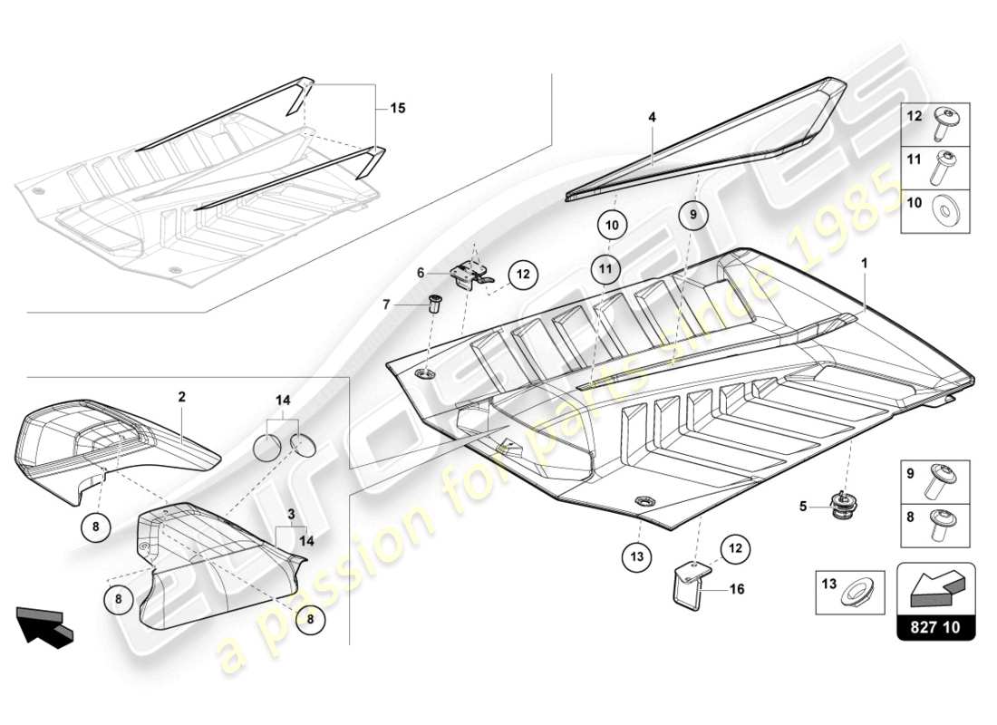 lamborghini sto (2024) capot arrière schéma des pièces