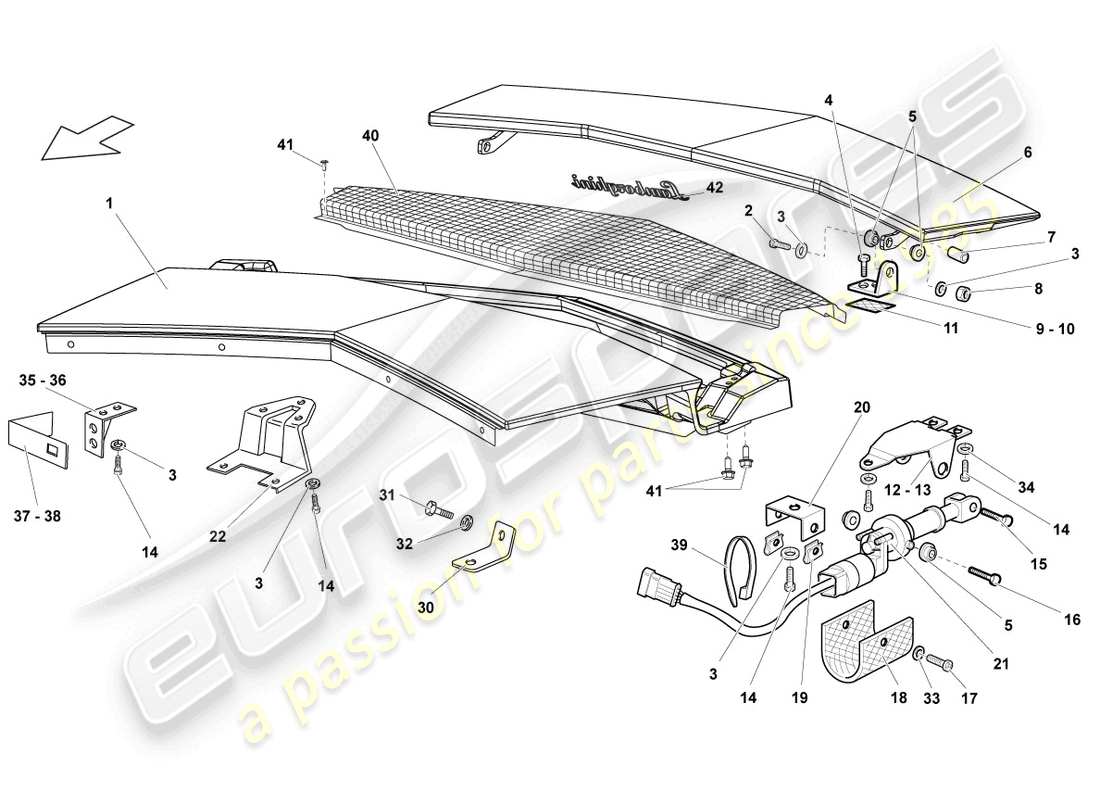 lamborghini reventon roadster volet pour couvercle moteur schéma des pièces