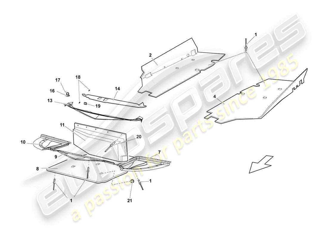 lamborghini reventon roadster garniture de sous-casse schéma des pièces