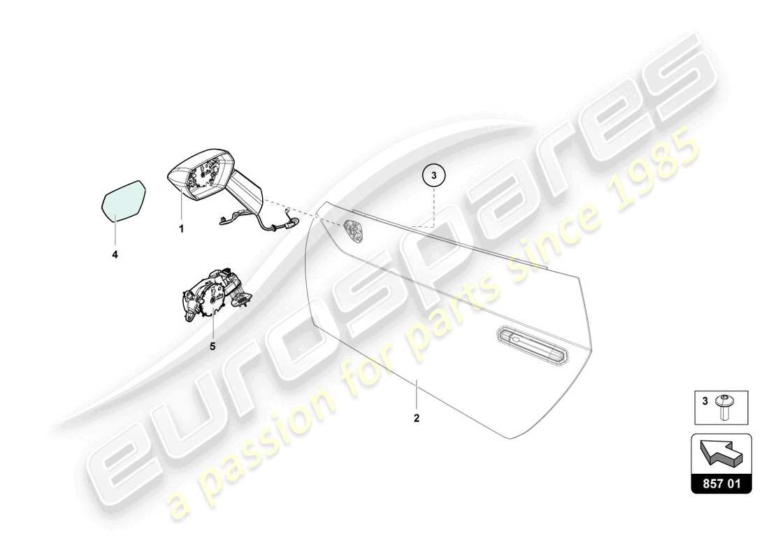 lamborghini evo coupe (2022) miroir extérieur schéma des pièces