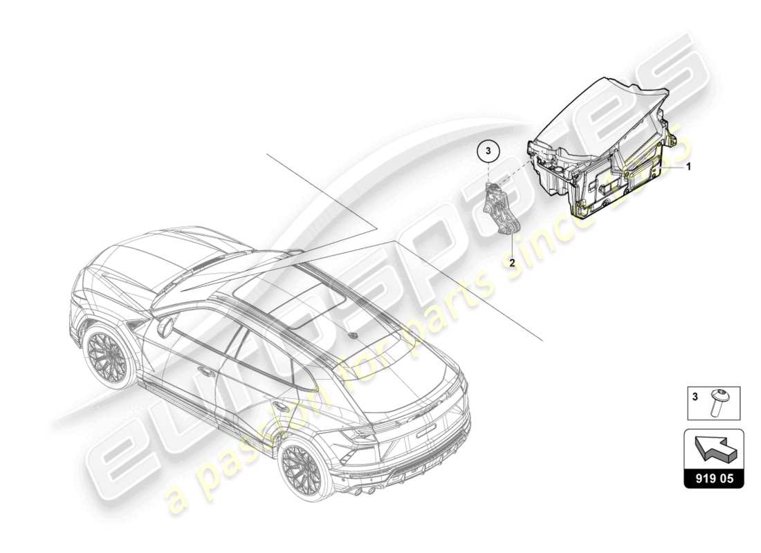 lamborghini urus performante (2024) unité de commande pour projection pare-brise (affichage tête haute) schéma des pièces