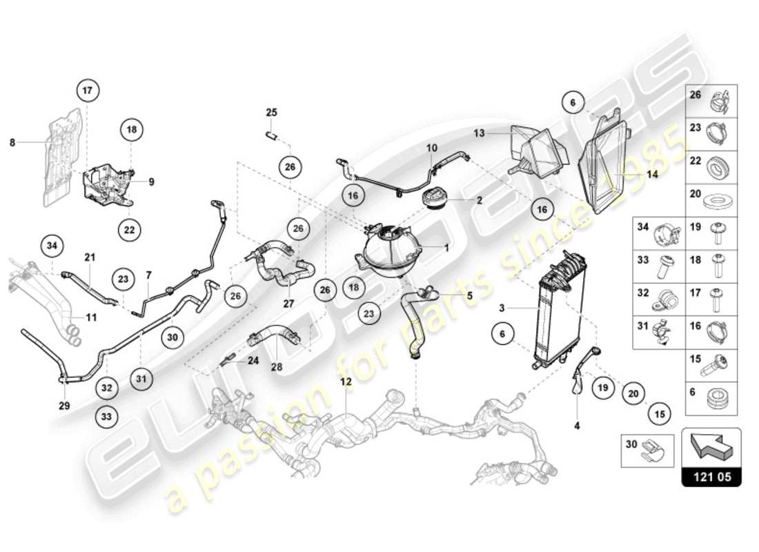 lamborghini tecnica (2023) refroidisseur pour liquide de refroidissement schéma des pièces