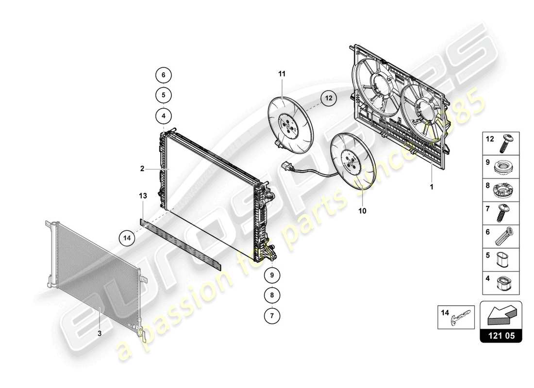 lamborghini urus performante (2024) ventilateur de radiateur schéma des pièces