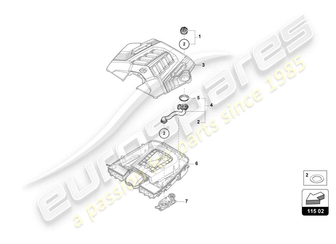 lamborghini urus performante (2024) bouchon d'étanchéité schéma des pièces