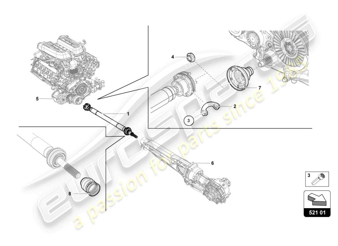 lamborghini 2024 (sterrato) arbre d'entraînement schéma des pièces