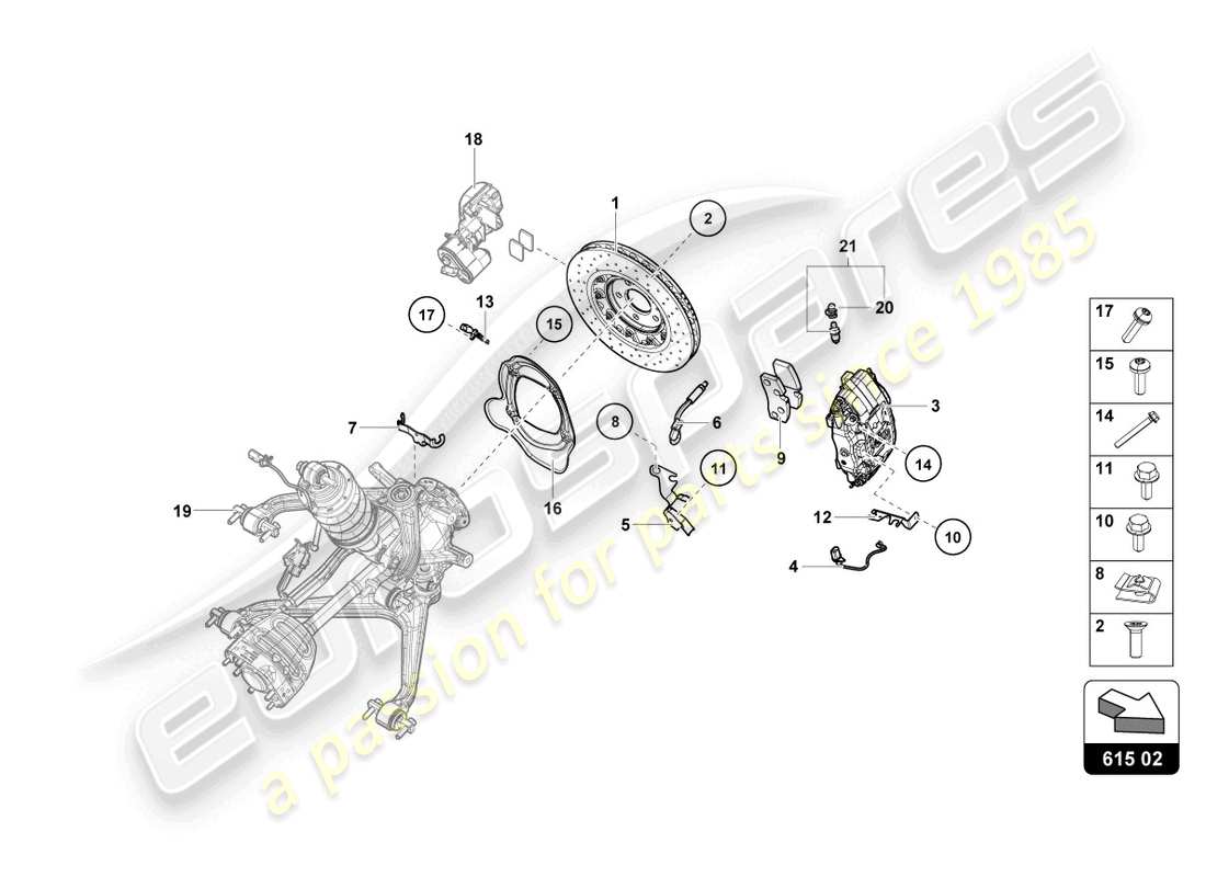 lamborghini evo coupe (2022) disque de frein céramique arrière schéma des pièces